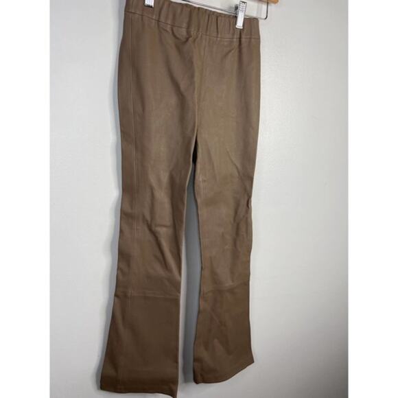 NEW Walter Baker Lori Lamb Leather Cropped Flare Pull-On Pants Tan Size: XS - Picture 4 of 9